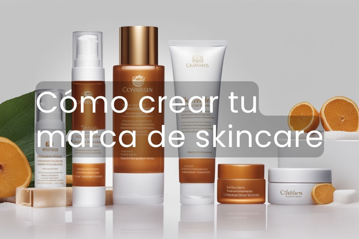 Un grupo de productos de skincare con una marca perfectamente diseñada.