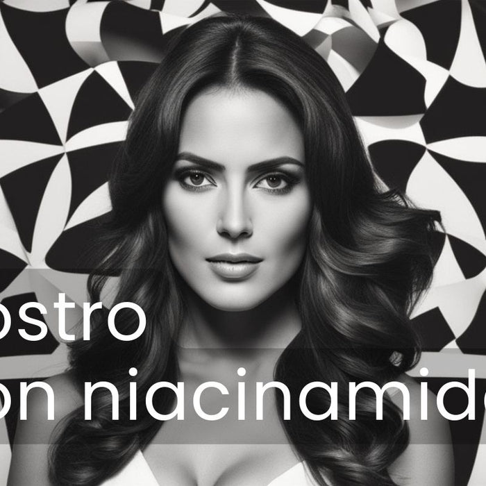 El hermoso rostro de una mujer que está usando niacinamida