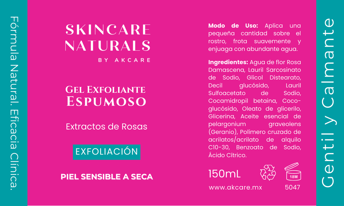 Etiqueta de Gel Exfoliante Espumoso AKCARE