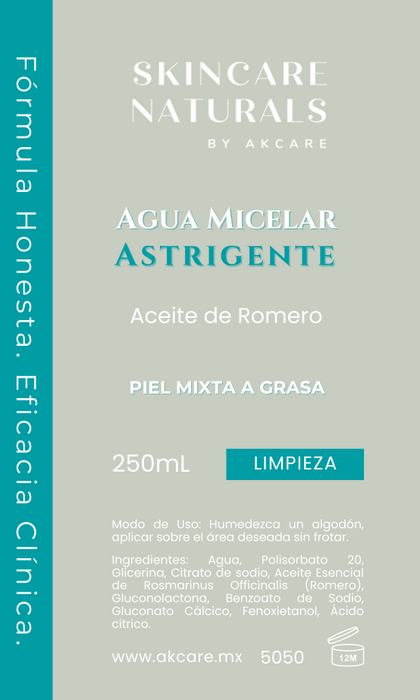 Etiqueta de Agua Micelar Astrigente AKCARE