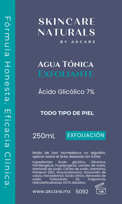 Etiqueta de Agua Tónica Exfoliante AKCARE