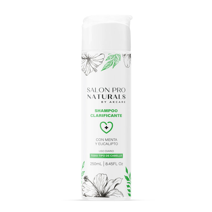 Botella Blanca de shampoo con flores y hojas verdes